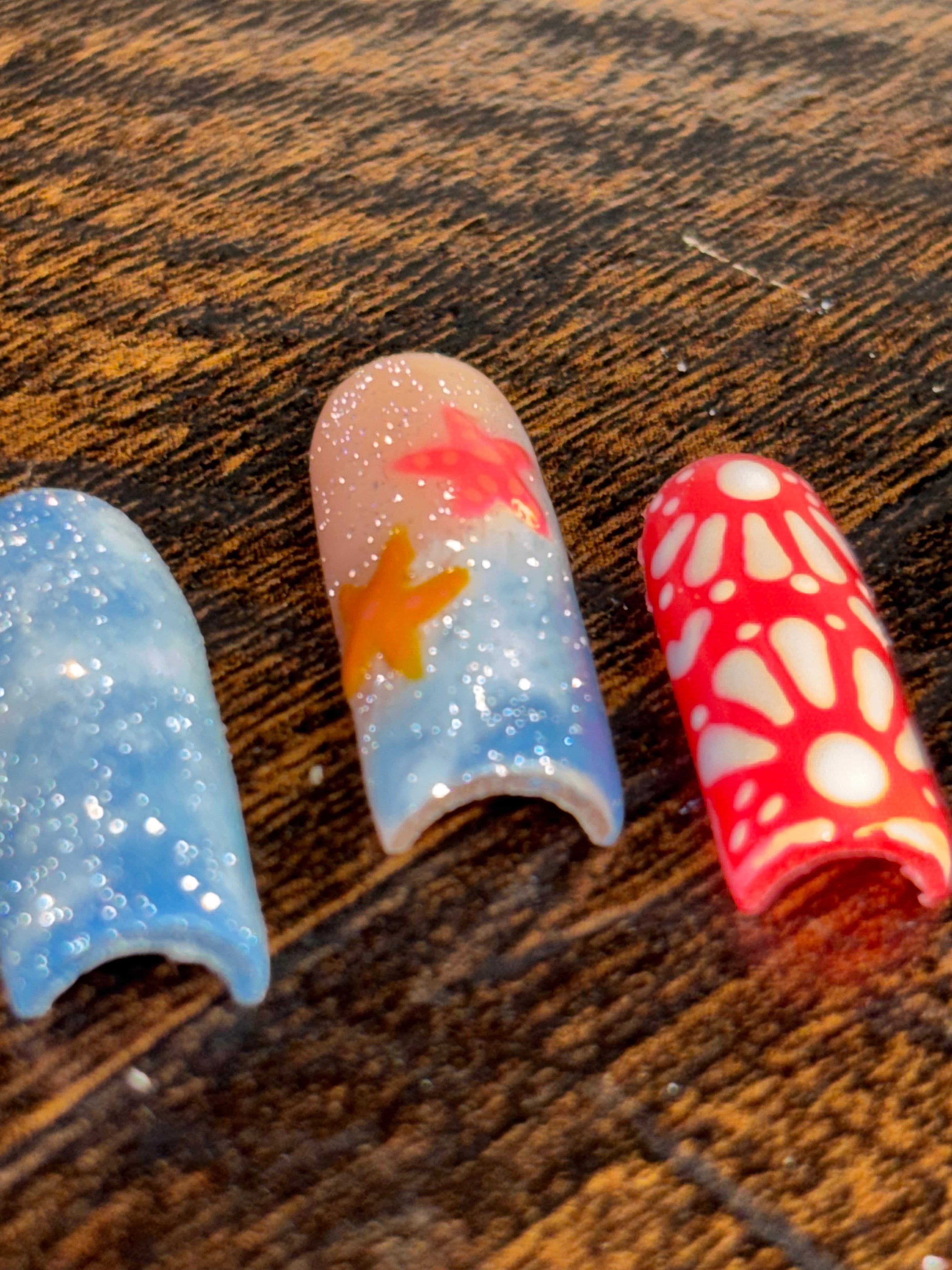 Beach mandala nails 3d starfish ocean nails