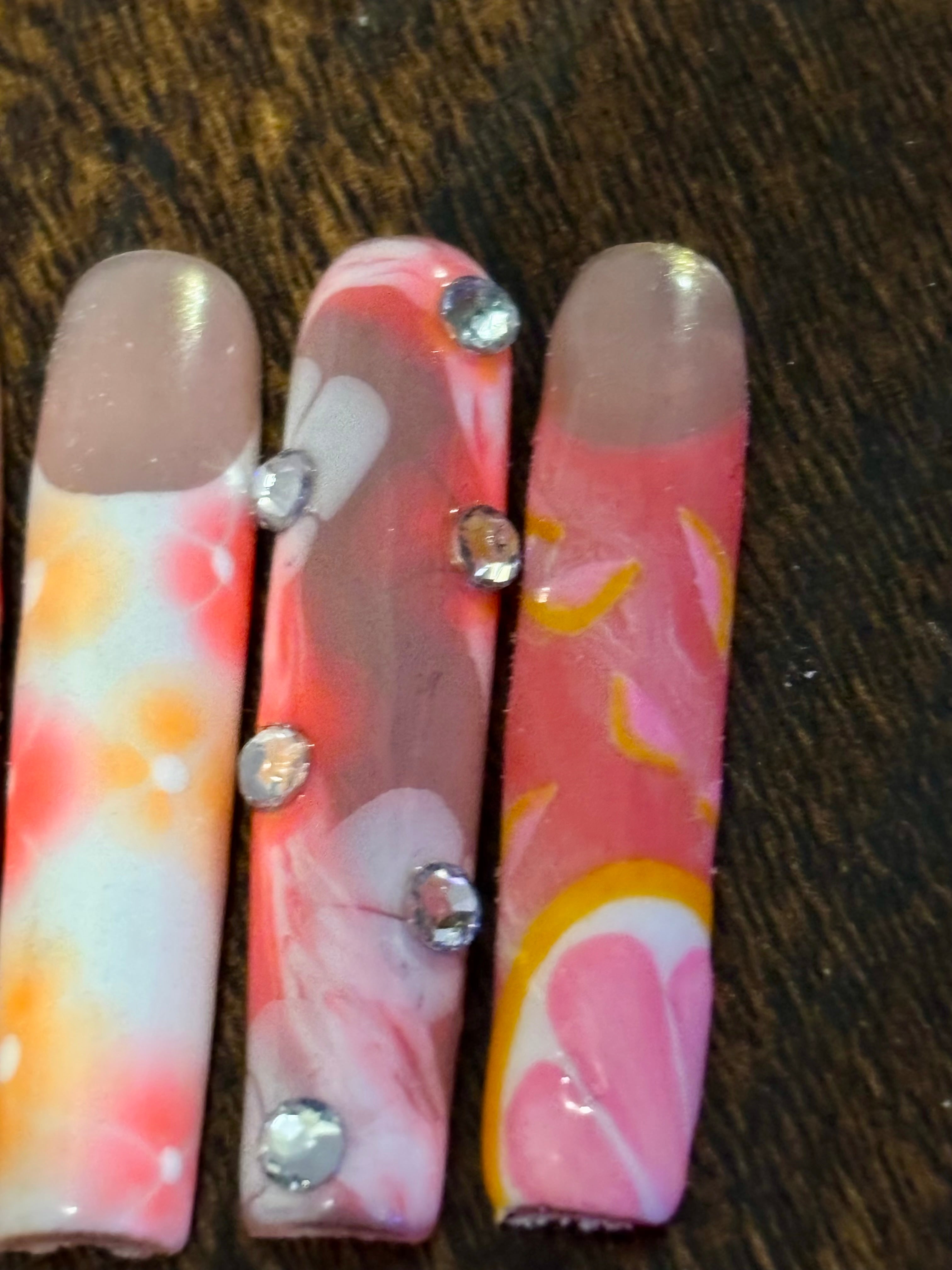 Orange punch 3d fruit press on nails