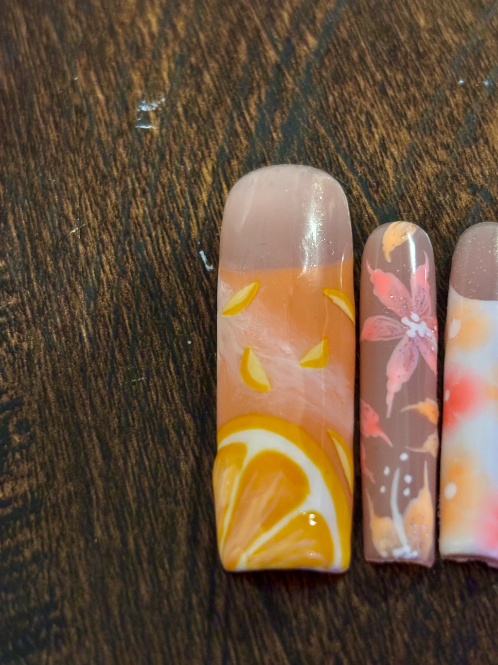 Orange punch 3d fruit press on nails