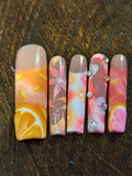 Orange punch 3d fruit press on nails
