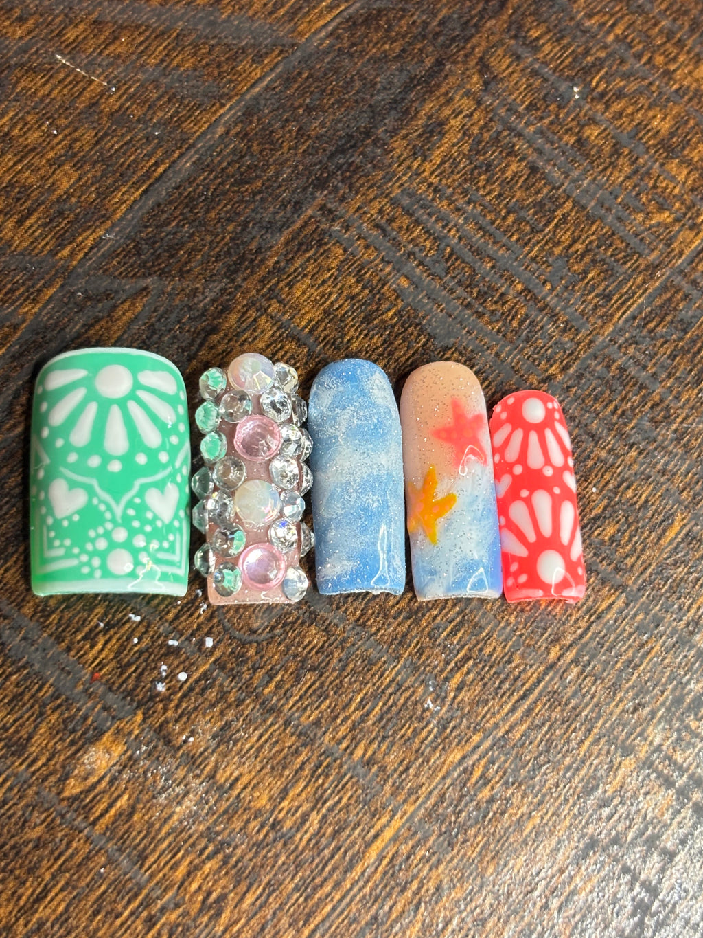 Beach mandala nails 3d starfish ocean nails